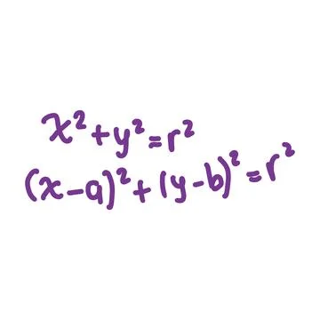Equation of a circle with centers (0, 0) and (a, b) Stock Illustration