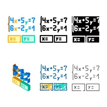 Equation math science education color icon vector clean 스톡 일러스트