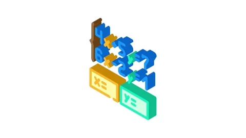 Equation math science education isometric icon animation Stock Footage 327292196