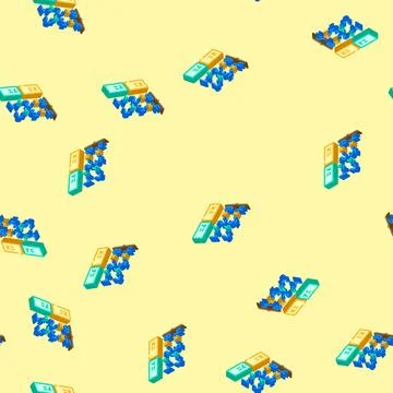 Equation math science education isometric icon seamless pattern Stock Illustration