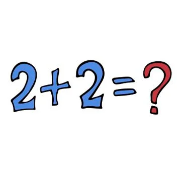 Equation two plus two equals question mark. isolated vector illustration Stock Illustration