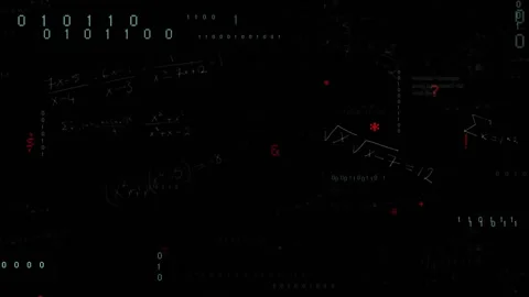Equations drifting, binary bits rippling, red symbols blinking code scrolling 스톡 동영상 315534952