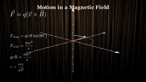 Equations that govern how charged particles move in a magnetic field Stock Footage 333892758