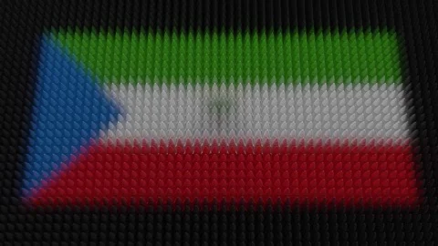 Equatoguinean Flag Light Shining on Scrolling Bullets Stock Footage 302917058