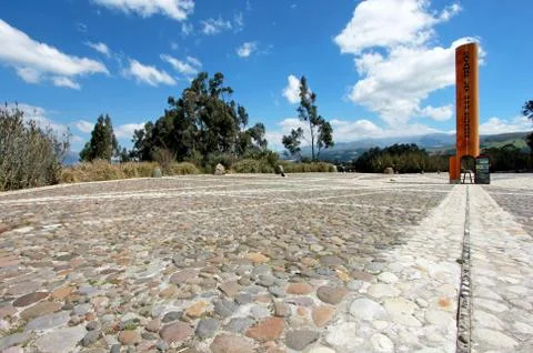 Equator Line monument, marks the point through which the equator passes, Cayambe Stock Photos
