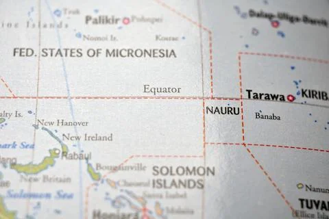 Equator Line on World Map  Real Photo Style Selective Focus with Sharp Fore.. Stock Photos