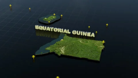 Equatorial Guinea 3D Map With Animation Stock Footage 305934846