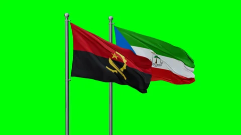 Equatorial Guinea and Angola flags Stock Footage 291847748