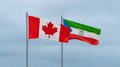 Equatorial Guinea and Canada flags Stock Footage 252023411