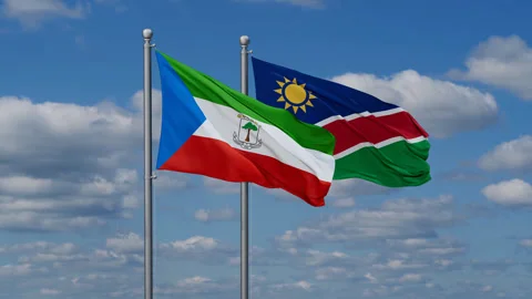 Equatorial Guinea and Namibia waving flags Vídeos de archivo 288129487