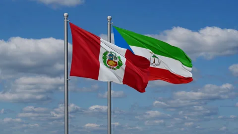 Equatorial Guinea and Peru flags Stock Footage 281231007