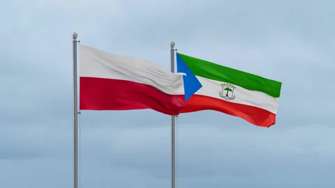 Equatorial Guinea and Poland flags Video stock 252429754