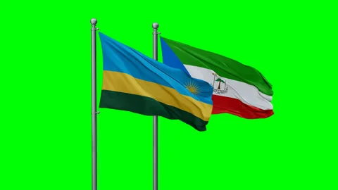 Equatorial Guinea and Rwanda flags Stock Footage 295100326
