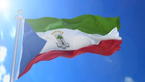 Equatorial Guinea animated flag pack in 3D and isolated background Stock Footage 119931232