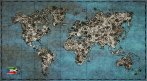 Equatorial Guinea Bata Stamp World Map Illustrazione stock