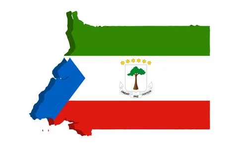 Equatorial Guinea, detailed geographical map with country flag. Painted in .. Stock Illustration