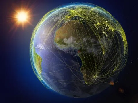 Equatorial Guinea on Earth with network Stock Illustration