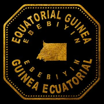 Equatorial Guinea Ebebiyin Seal Map Design Stock Illustration