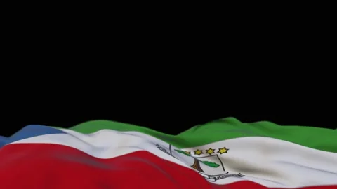 Equatorial Guinea fabric flag waving on the wind loop. Equatorial Guinea embr Video stock 194418014