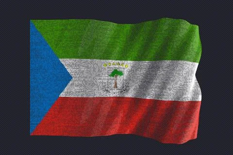 Equatorial Guinea flag, a 3D digital illustration made of glowing particles.. Stock Illustration