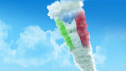 Equatorial Guinea Flag 3D Render Animation Created with Colored Smoke Trails Video stock 332306341