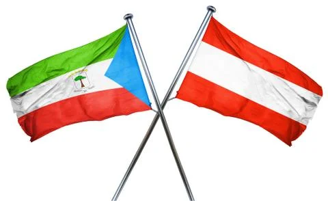 Equatorial guinea flag with Austrian flag, 3D rendering Stock Illustration