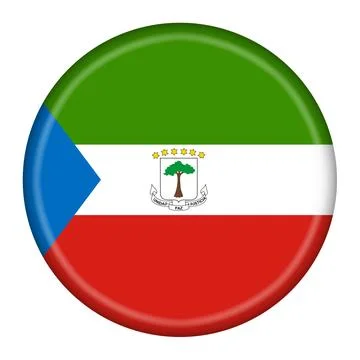 Equatorial Guinea flag button 3d illustration with clipping path Stock Illustration
