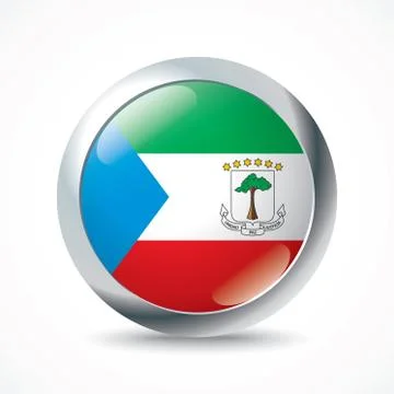 Equatorial Guinea flag button Stock Illustration