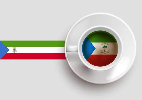Equatorial Guinea flag with coffee on top view Stock Illustration