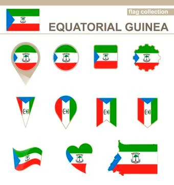 Equatorial Guinea Flag Collection Stock Illustration