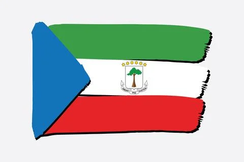 Equatorial Guinea Flag with colored hand drawn lines in Vector Format Stock Illustration