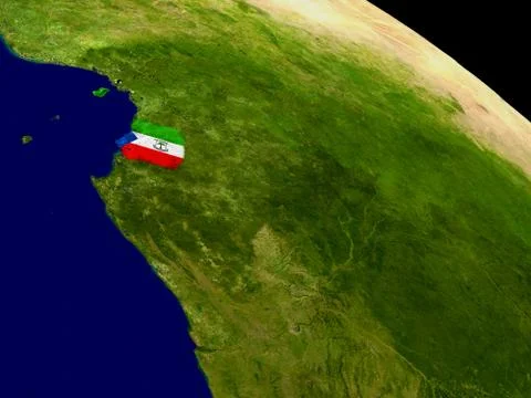 Equatorial Guinea with flag on Earth Illustrazione stock