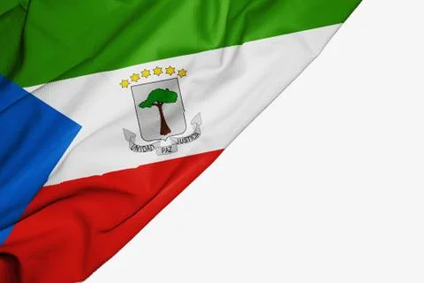 Equatorial Guinea flag of fabric with copyspace for your text on white backgr Stock Illustration