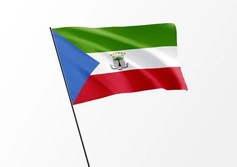 Equatorial Guinea flag flying high in the isolated background Stock Illustration