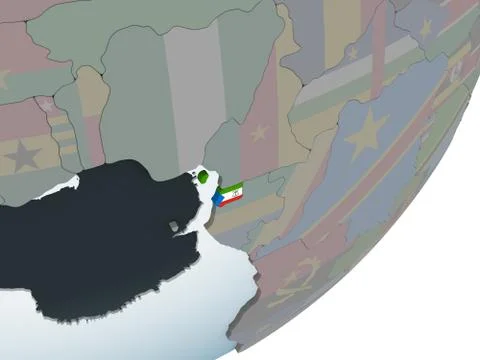 Equatorial Guinea with flag on globe Illustrazione stock