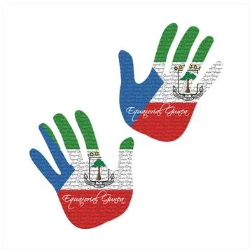 Equatorial guinea flag hand vector Stock Illustration