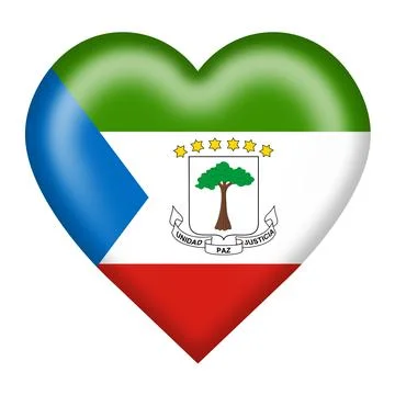 Equatorial Guinea flag heart button with clipping path 3d illustration Stock Illustration