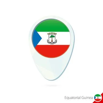 Equatorial Guinea flag location map pin icon on white background. Stock Illustration