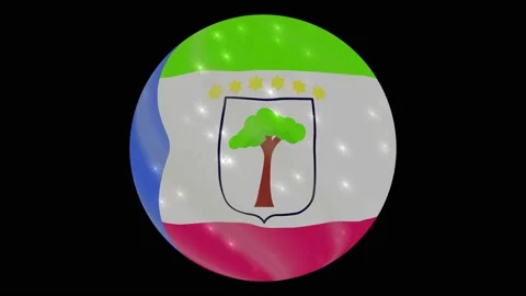 Equatorial Guinea flag in a round ball rotates. Flicker and shine. Animation Stock Footage 145857863