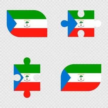 Equatorial Guinea Flag Rounded Shapes and Puzzle Set. Stock-Illustration