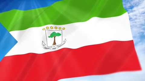 Equatorial Guinea Flag Seamless Loop 4k 60fps on Sky Background Stock Footage 341672869