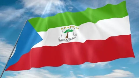 Equatorial Guinea Flag Seamless Loop 4k 60fps on Sky Background Stock Footage 341756645