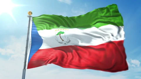Equatorial Guinea flag seamless looping 3D rendering video Stock Footage 95254579