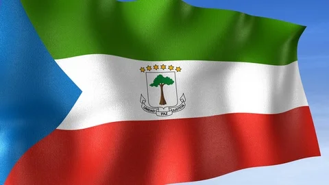 Equatorial Guinea Flag - Set of 3 Angles with Masks [3WaveSeries] Stock Footage 104591035