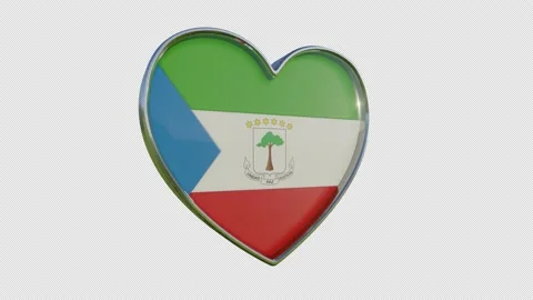 Equatorial Guinea Flag in the Shape of 3D Heart. Stock Footage 140904772