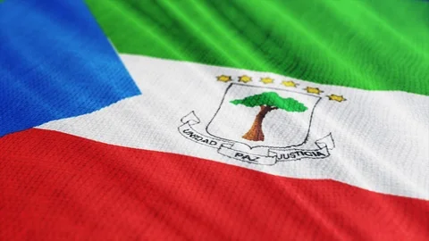 Equatorial Guinea flag is waving 3D illustration.  Stock Footage 106462520