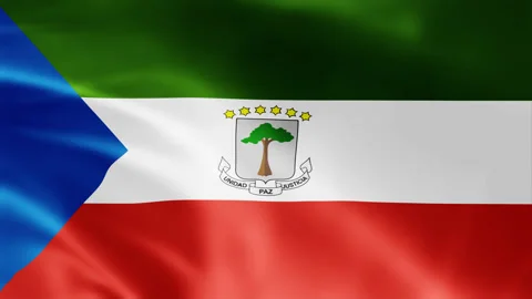 Equatorial Guinea flag is waving 3D animation. Flag seamless loop animation 4k Stock Footage 260974329