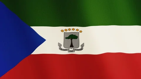Equatorial Guinea flag waving animation. Full Screen. Symbol of the country. Stock Footage 89553351