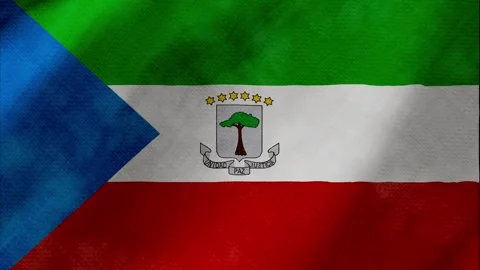 Equatorial guinea flag waving background with real fabric texture Stockbeeldmateriaal 291601128