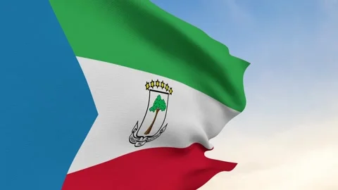 Equatorial Guinea Flag Waving In Blue Sky Stock Footage 240651182